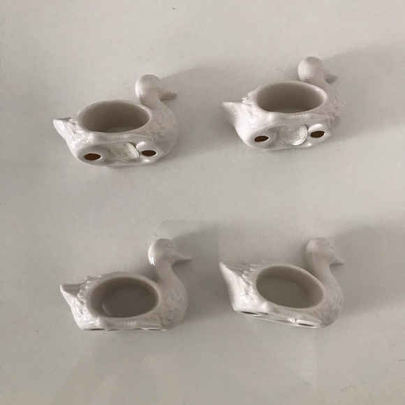 4pc NWB Vintage White Porcelain Duck Napkin Rings - Picture 6 of 10